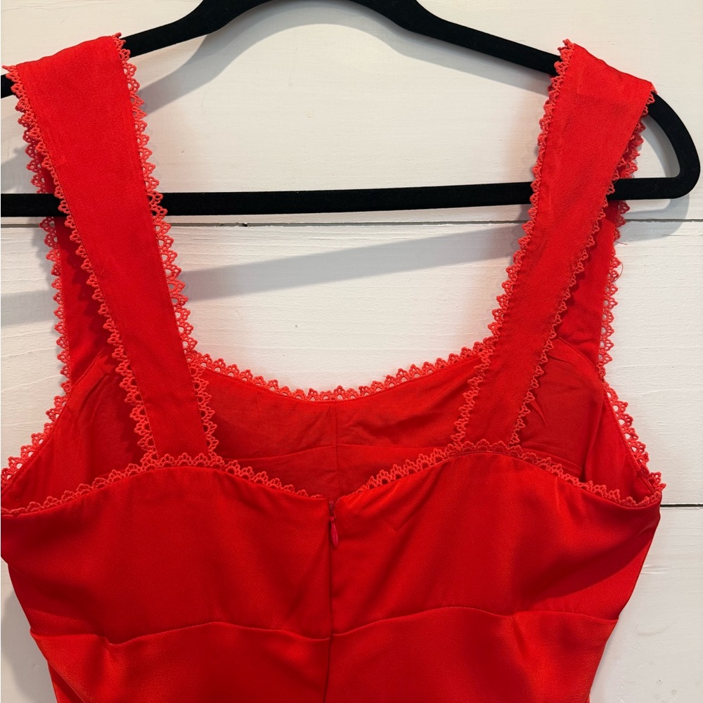 Hello Molly Red Mini Dress with Floral Lace - Picture 3 of 4